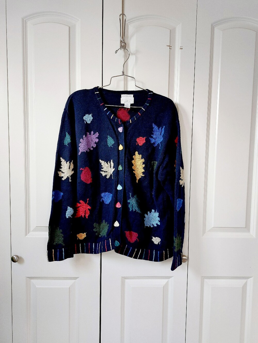 Colorful Autumn Leaf Sweater XL Christopher & Banks Cottagecore Granny Teacher